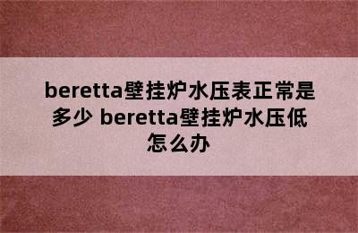 beretta壁挂炉水压表正常是多少 beretta壁挂炉水压低怎么办